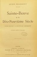 Sainte-Beuve et le dix-neuvième siècle : cours professé à la Société des conférences