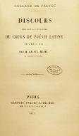 Discours prononcé à l'ouverture du cours de poésie latine le 9 mars 1855