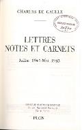 Lettres, notes et carnets : juillet 1941 - mai 1943