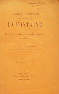 Leçon d'ouverture d'un cours sur La Fontaine : de la vie actuelle de La Fontaine en France