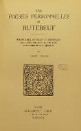 Les  poésies personnelles de Rutebeuf : étude linguistique et littéraire