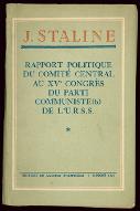 Rapport politique du Comité central au XVe Congrès du Parti communiste (b) de l'URSS : 3 décembre 1927