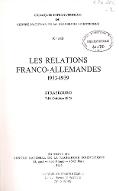 Les  relations franco-allemandes 1933 à 1939
