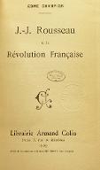 J.-J. Rousseau et la Révolution française