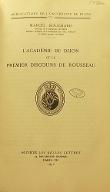 L'Académie de Dijon et le premier discours de Rousseau