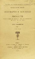 Correspondance de Jean-Baptiste Rousseau et de Brossette (1715-1741)