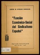 Función econónico-social des sindicalismo español