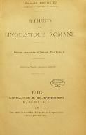 Eléments de linguistique romane