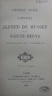 Lettres à Alfred de Musset et à Sainte-Beuve