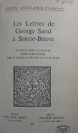 Les  Lettres de George Sand à Sainte-Beuve