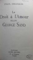 Le  droit à l'amour selon George Sand