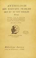 Anthologie des écrivains français des XVe et XVIe siècles : prose