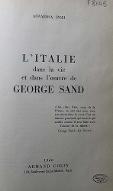 L'Italie dans la vie et dans l'œuvre de George Sand