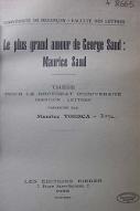 Le  plus grand amour de George Sand : Maurice Sand