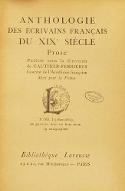 Anthologie des écrivains français du XIXe siècle : prose