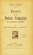 Histoire de la poésie française, de la Renaissance au romantisme. 2, De Malherbe à Boileau
