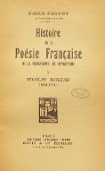 Histoire de la poésie française, de la Renaissance au romantisme. 5, Nicolas Boileau (1636-1711)