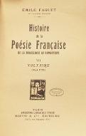 Histoire de la poésie française, de la Renaissance au romantisme. 7, Voltaire (1694-1778)
