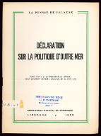 Déclaration sur la politique d'outre-mer : faite par S. E. le président du Conseil, prof. docteur Oliveira Salazar, le 12 août 1963