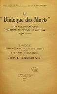Le  "Dialogue des morts" dans les littératures française, allemande et anglaise (1644-1789)