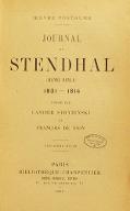 Journal de Stendhal (Henri Beyle) : 1801-1814