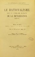 Le  rationalisme dans la littérature française de la Renaissance : 1533-1601