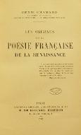 Les  origines de la poésie française de la Renaissance