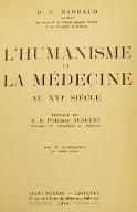 L'humanisme et la médecine au XVIe siècle