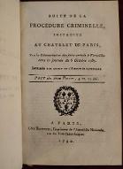 Suite de la Procédure criminelle instruite au Chatelet de Paris sur la dénonciation des faits arrivés à Versailles dans la journée du 6 octobre 1789