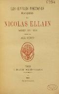 Les  oeuvres poétiques françoises de Nicolas Ellain : parisisien : 1561-1570