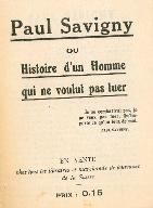 Paul Savigny ou Histoire d'un homme qui ne voulut pas tuer