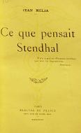 Ce que pensait Stendhal