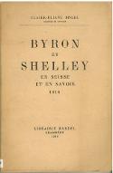 Byron et Shelley en Suisse et en Savoie : mai-octobre 1816