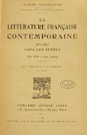La  littérature française contemporaine étudiée dans les textes : de 1850 à nos jours