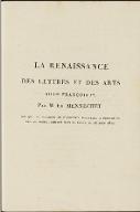 La  renaissance des lettres et des arts sous François 1er : Ode, qui au jugement de l'Académie Française, a partagé le prix de poésie, décerné dans sa séance du 25 août 1822. Recueil factices d'imprimés. 1811-1825