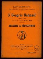 3ème Congrès national tenu à Lyon les 20, 21, 22, 23 janvier 1924 : adresses et résolutions