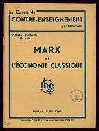 Marx et l'économie classique