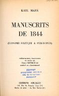 Manuscrits de 1844 : économie politique et philosophie