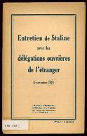 Entretien de Staline avec les délégations ouvrières de l'étranger : 5 novembre 1927