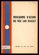 Programme d'action du Neo Lao Haksat : adopté le 6 avril 1964 par le 2e Congrès national du Neo Lao Haksat