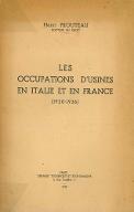 Les  occupations d'usines en Italie et en France : 1920-1936