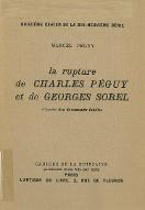 La  rupture de Charles et de Georges Sorel : d'après des documents inédits