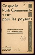 Ce que le Parti communiste veut pour les paysans : le programme agraire du Parti communiste (SFIC)