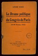 Le  drame politique du Congrès de Paris : 15-19 octobre 1922
