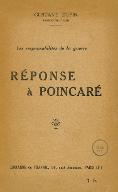 Réponse à Poincaré : les responsabilités de la guerre