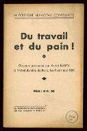 Du travail et du pain ! discours prononcé à l'Hôtel de Ville de Paris, les 9 et 11 mai 1934