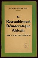 Le  Rassemblement démocratique africain dans la lutte anti-impérialiste