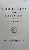 Un maître de Balzac méconnu : H. de Latouche