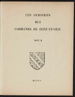Les  armoiries des communes de Seine-et-Oise. II