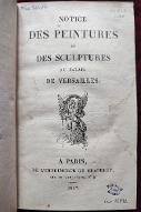 Notice des peintures et sculptures du palais de Versailles